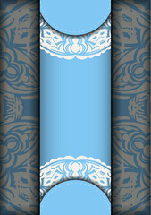 This brochure is in cyan color with an antique white pattern and is ready for printing.