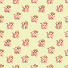 Obraz premium Seamless pattern of tiger head one line, symbol of 2022 year. 