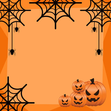 Square halloween frame photo in orange vector illustration design