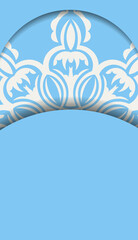 Blue banner with Indian white pattern and place for your logo
