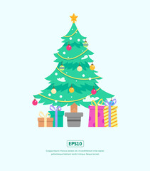 Fototapeta na wymiar Flat Illustration, Christmas tree and gift box, used for web, app, infographic, print, etc