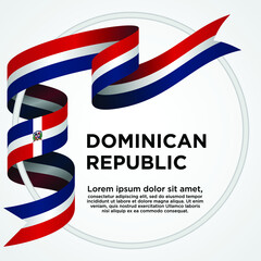 Dominican Republic Independence Day, Waving ribbon with Flag of Dominican Republic, Template for Independence day. logo vector illustration.