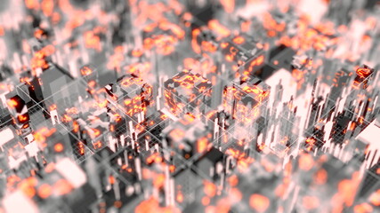 サイバー空間 機械 宇宙 Sci-fi 都市 VJ 赤 [別Verあり]