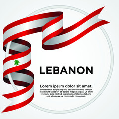 Lebanon Independence Day, Waving ribbon with Flag of Lebanon, Template for Independence day. logo vector illustration.