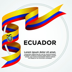 Ecuador Independence Day, Waving ribbon with Flag of Ecuador, Template for Independence day. logo vector illustration.