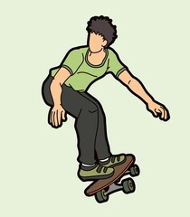 Skateboarder Playing Skateboard Extreme Sport Action Cartoon Graphic Vector