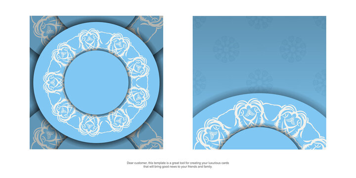 Light Blue Flyer With Abstract White Ornaments Prepared For Typography.