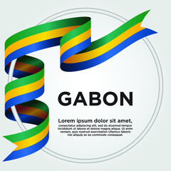 Gabon Independence Day, Waving ribbon with Flag of Gabon, Template for Independence day. logo vector illustration.