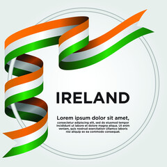 Ireland Independence Day, Waving ribbon with Flag of Ireland, Template for Independence day. logo vector illustration.
