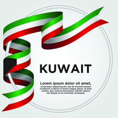 Kuwait Independence Day, Waving ribbon with Flag of Kuwait, Template for Independence day. logo vector illustration.