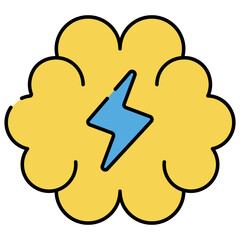 Vector design of bolt with brain, brainstorming icon