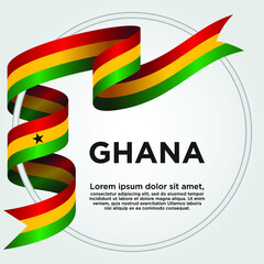 Ghana Independence Day, Waving ribbon with Flag of Ghana, Template for Independence day. logo vector illustration.