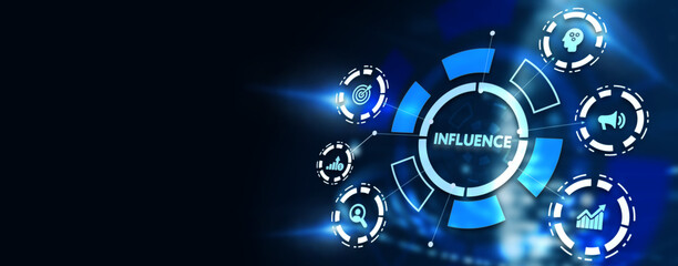 Influencer marketing concept. Business, Technology, Internet and network concept. 3d illustration