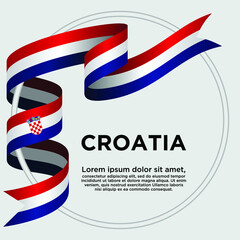 Croatia Independence Day, Waving ribbon with Flag of Croatia, Template for Independence day. logo vector illustration.