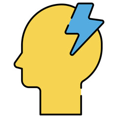 Bolt with mind denoting concept of brainstorming