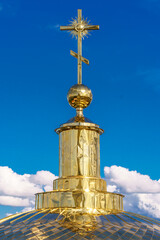 Nilo-Stolobensky monastery. Epiphany Cathedral. Cross and top of the dome.