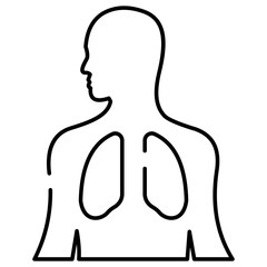 Human respiratory organ icon, linear design of lungs 