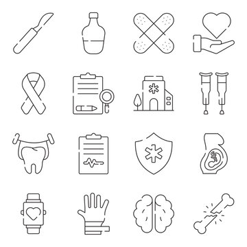 Pack of Medical Accessories Linear Icons