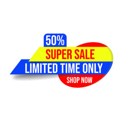 super sale, up to 50% off, limited time offer, special discount, shop now, elements icon, label  designs