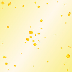 Chinese yuan coins falling. Alive scattered CNY coins. China money. Divine jackpot, wealth or success concept. Vector illustration.