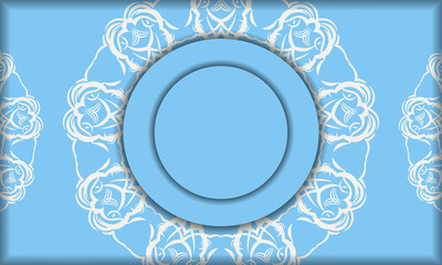 Baner of blue color with abstract white ornament for design under your logo or text