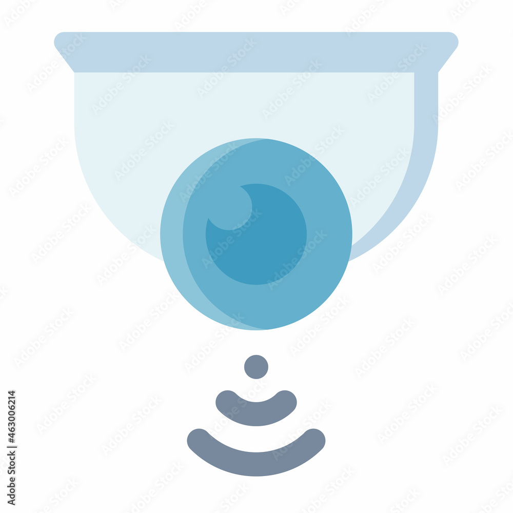 Poster smart cctv camera wifi security single isolated icon with flat style