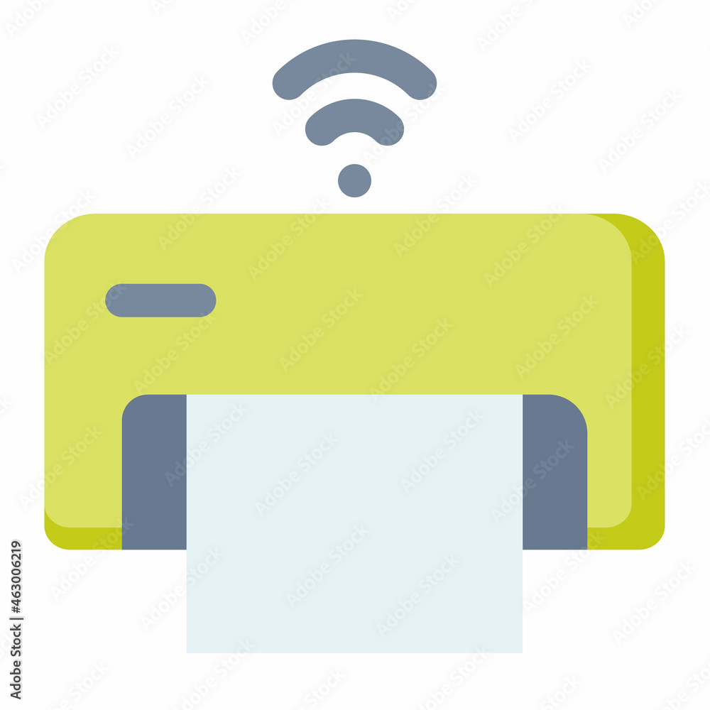 Poster printer wifi iot wireless single isolated icon with flat style