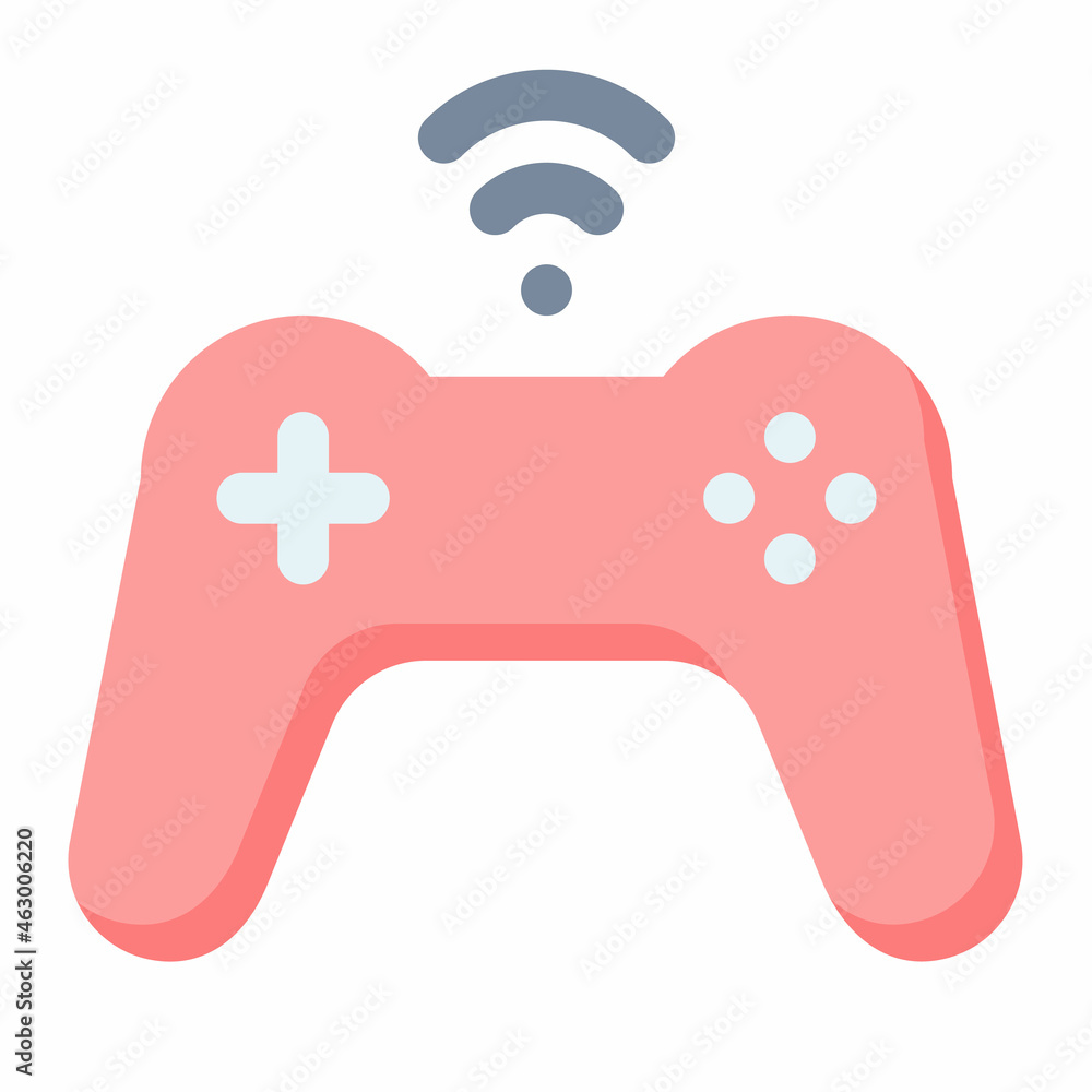 Poster game control wireless joystick single isolated icon with flat style