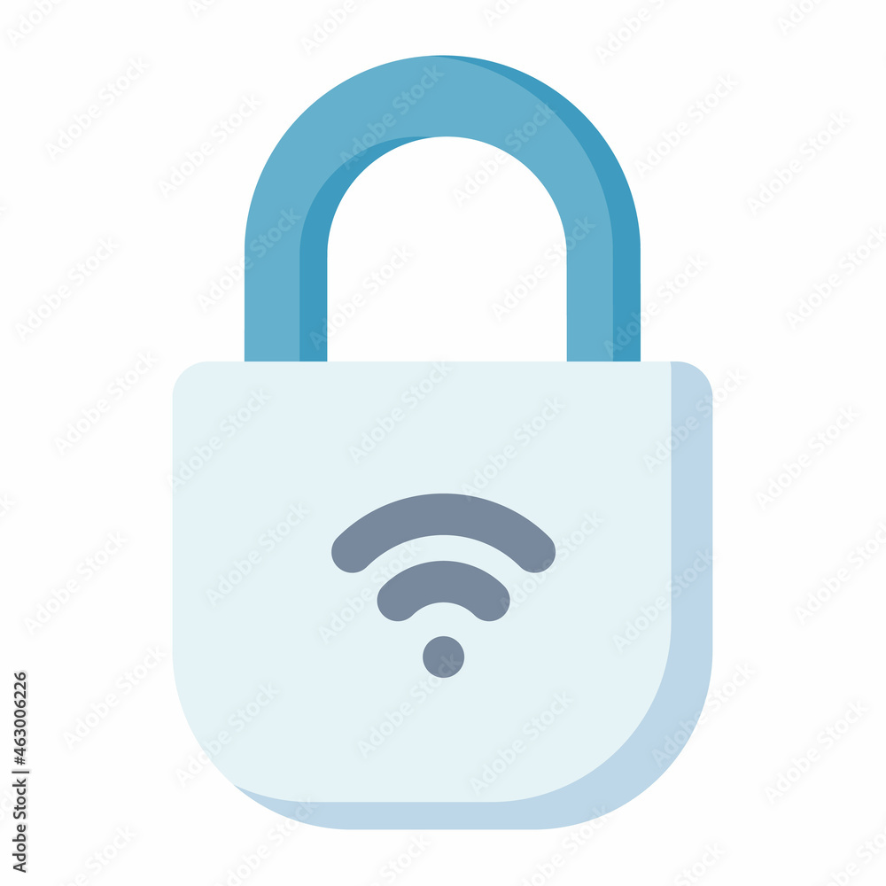 Poster padlock security wireless iot single isolated icon with flat style