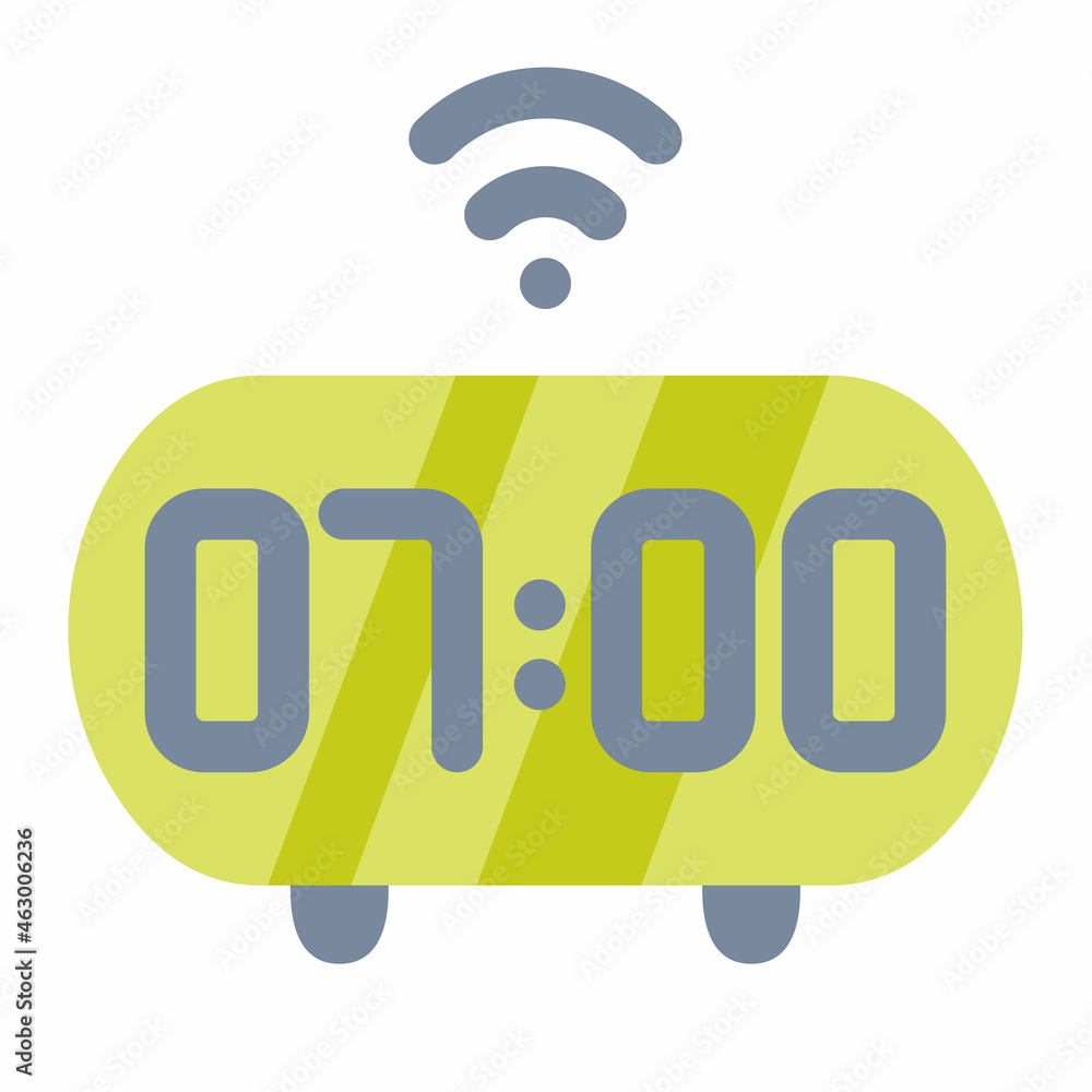 Poster smart clock alarm digital single isolated icon with flat style