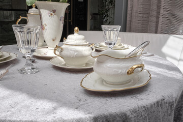 Old vintage antique royal
dishes and appliances