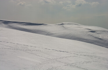 snow and cold in the high mountains on winter days
