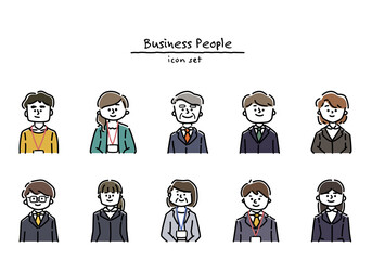 ビジネスパーソンの上半身イラストセット
