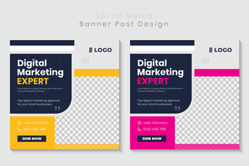 Digital marketing agency social media banner and corporate Business square flyer, poster and brochure cover template Design