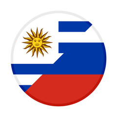 Obraz premium round icon with uruguay and russia flags isolated on white background. vector illustration 