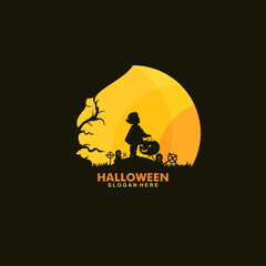 Happy Halloween logo design template illustration vector

