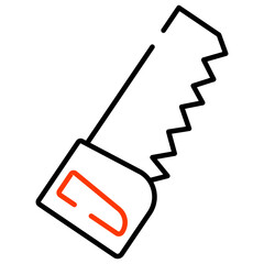 A wood cutting tool icon, linear design of saw
