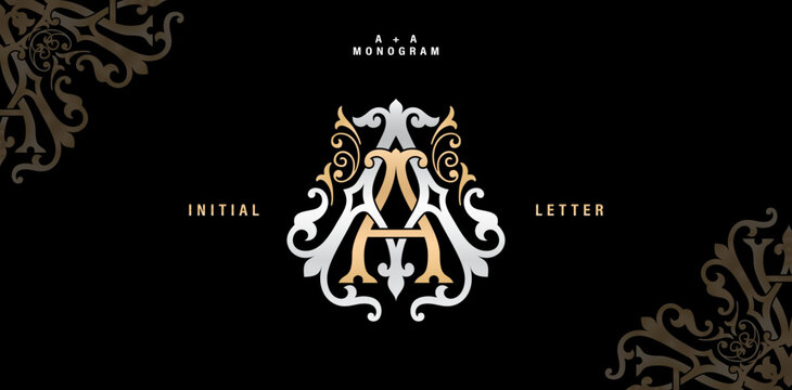 AA monogram classic style, AA initial Wedding of minimalist model, elegance applicable for invitation, letterpress, jewelry, boutique and creative templates.