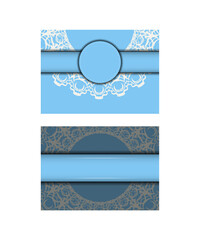 Congratulatory Brochure in blue color with an old white pattern is ready for printing.