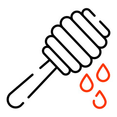 A linear design icon of honey dipper