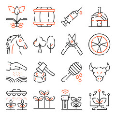 Pack of Agriculture and Nature Linear Icons 