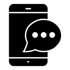 Chat bubble with smartphone, icon of mobile chat