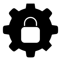Obraz premium Padlock inside gear, icon of security management