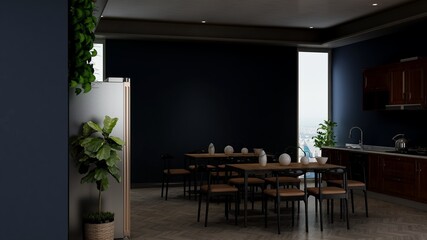 office pantry area 3d render interior design