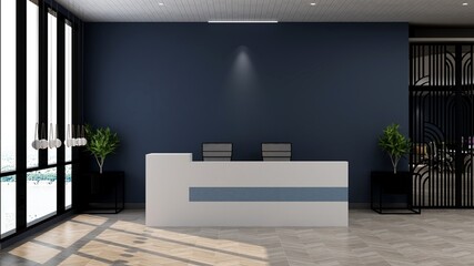 office front desk or reception room with wooden design interior