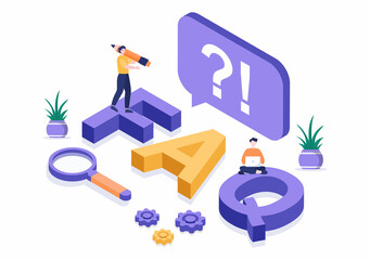 FAQ or Frequently Asked Questions for Website, Blogger Helpdesk, Clients Assistance, Helpful Information, Guides. Background Vector Illustration