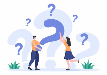 FAQ or Frequently Asked Questions for Website, Blogger Helpdesk, Clients Assistance, Helpful Information, Guides. Background Vector Illustration - obrazy, fototapety, plakaty