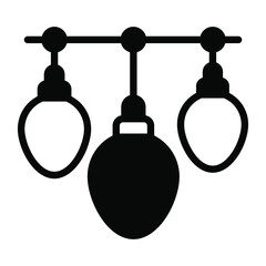 lights black filled outline icon, Merry Christmas and Happy New Year icons for web and mobile design.