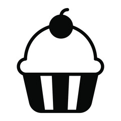 cup cake black filled outline icon, Merry Christmas and Happy New Year icons for web and mobile design.
