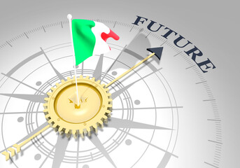 Global business concept. Waved flag of Italy